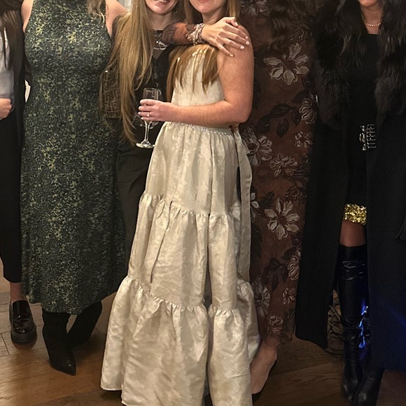 The Vivian Dress in Taupe Windsor Brocade - Picture 4 of 4